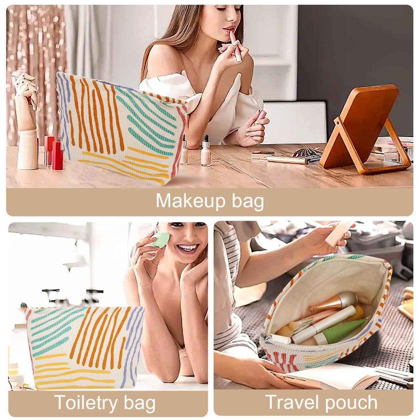 Wudimeitt Cosmetic bag Makeup bag Preppy Cute Corduroy Toiletry bag for women travel essentials (Graffiti art)