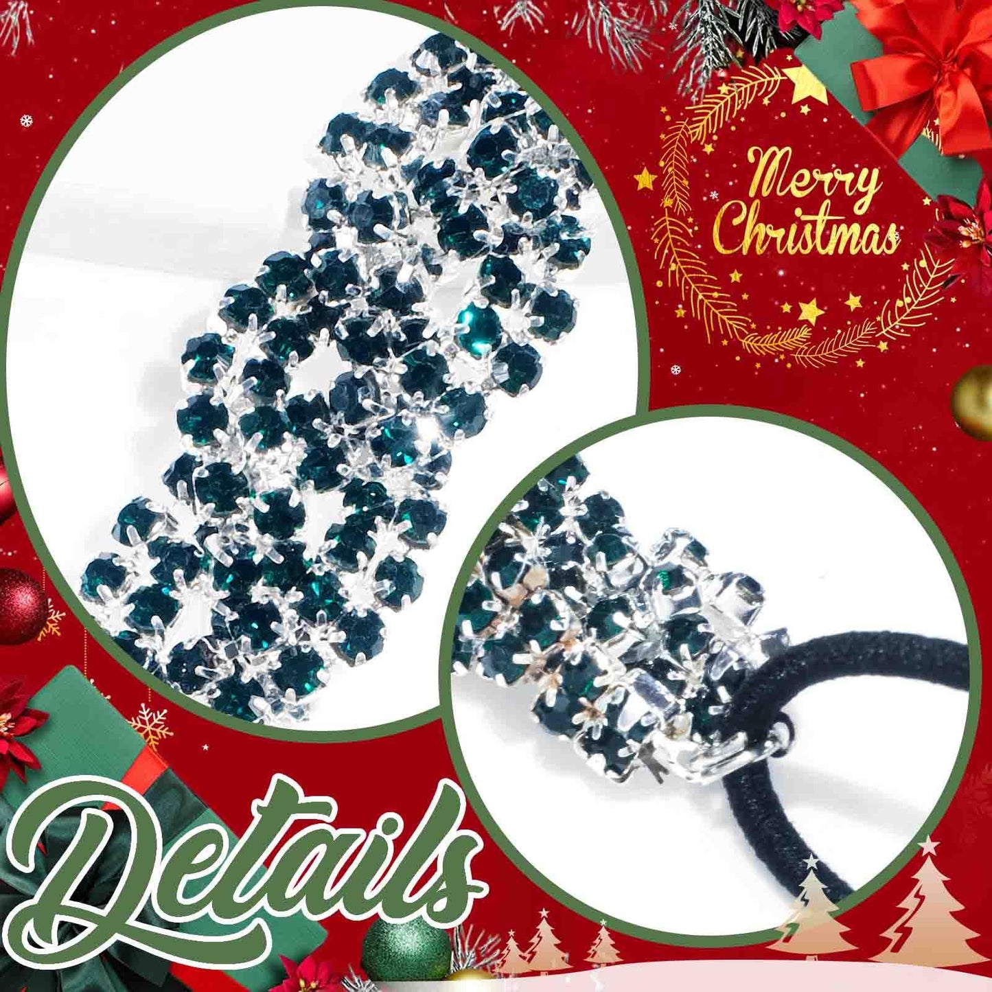 Fstrend Elastic Crystal Hairbands Rhinestone Headband Multicolors Boho Sparkle Head Chain Headpieces for Women (Green)