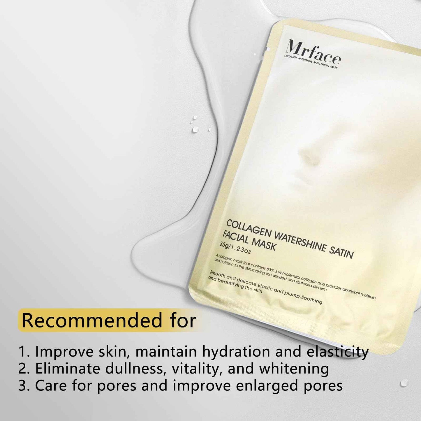 Mrface Night Collagen Hydrogel Facial Mask, Which can Create Glass Glossy Skin, Reduce Acne, Shrink Pores and Tighten-Enhance Elasticity, Moisturize and Moisturize Korean Facial Mask 2pack 35g x 10ea