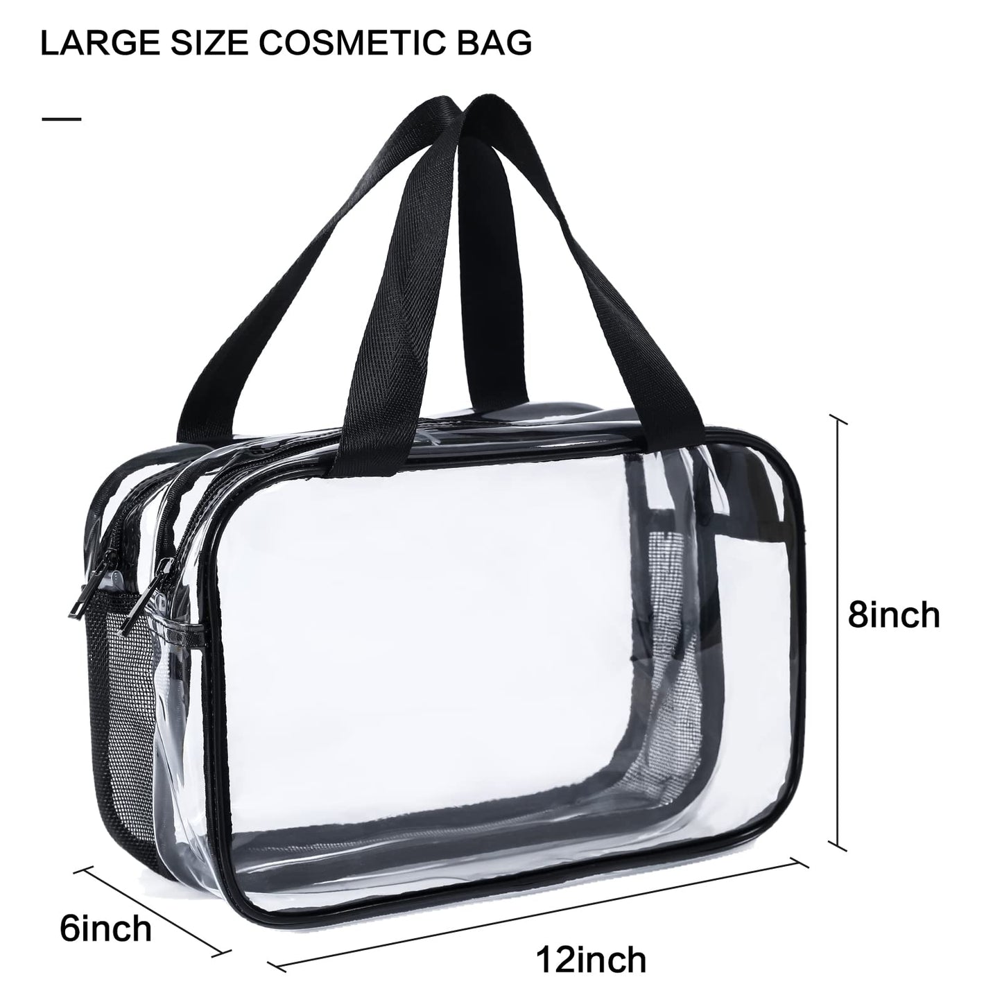Auseibeely Clear Cosmetics Bag Toiletry Bag, Large Clear Travel Bag for Toiletries, Waterproof & Draining Transparent Makeup Bag Tote Bag, Carry On Airport Airline Compliant Bag for Men Women