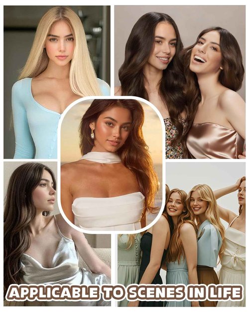 Hetto Sew in Hair Extensions Human Hair Blonde Highlights Sew in Hair Extensions Natural Weft Hair Extension Highlighted Ash Blonde Double Weft 14 Inch 80g