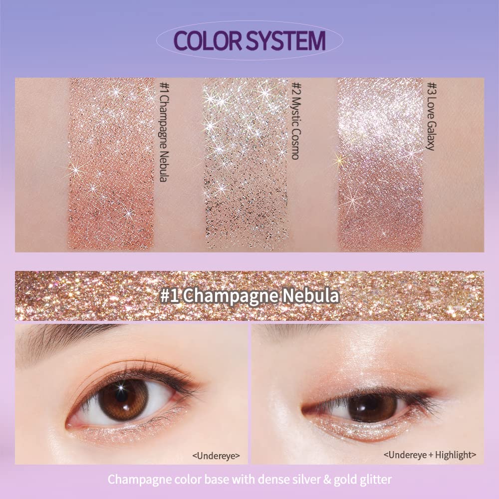 ETUDE Shine Fix Eyes Liquid Eyeshadow 2.5g #1 Champagne Nebula | Long-Lasting Shimmer & Glow Liquid Eye Shadow Makeup with Dazzling Sparkle | K-beauty