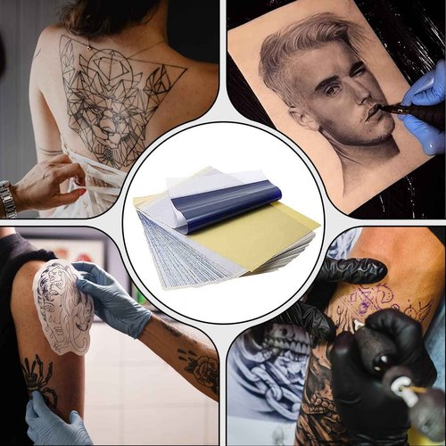 40Pcs Tattoo Skins with Transfer Papers - YONGDA 20Pcs Fake Skin Tattoo Practice Skins Double Sides and 20Pcs Thermal Stencil Papers for Beginners and Artists Tattooing Supplies