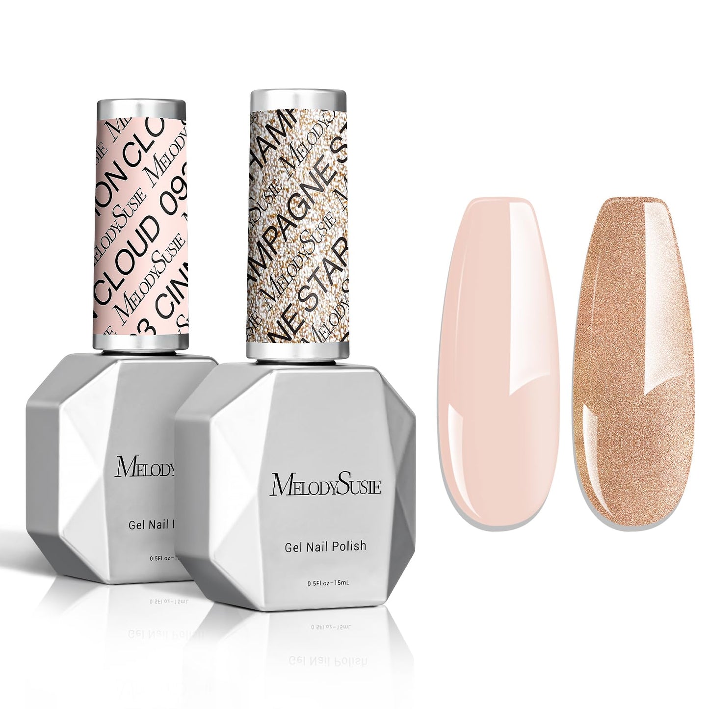 MelodySusie Thick Gel Polish Kit- 2 Pcs 15ml Nude Pink & Champagne Glitter Colors Polish Set Nail Art Manicure Salon Diy at Home Christmas Gift