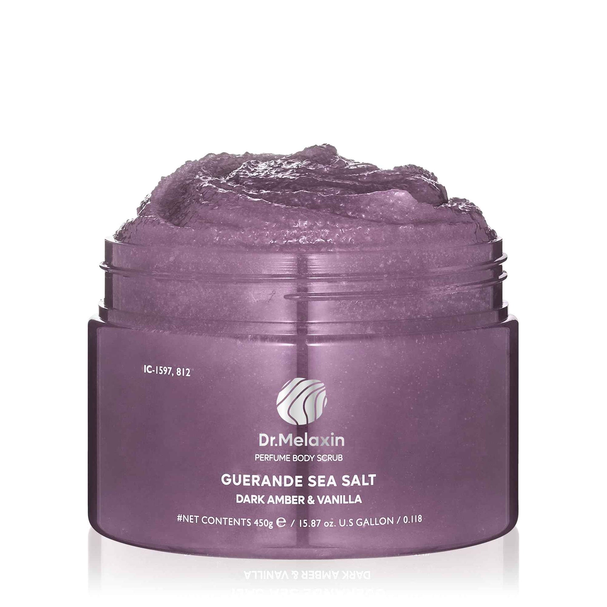 Dr.Melaxin Guerande Sea Salt Perfume Exfoliating Body Scrub for Smooth Skin Body, Amber & Vanilla Scent