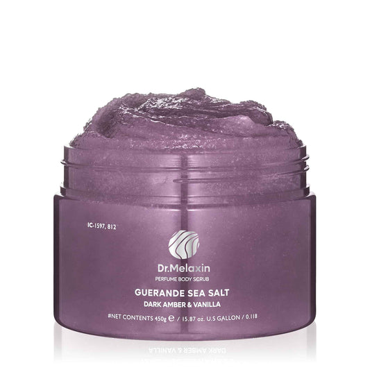 Dr.Melaxin Guerande Sea Salt Perfume Exfoliating Body Scrub for Smooth Skin Body, Amber & Vanilla Scent