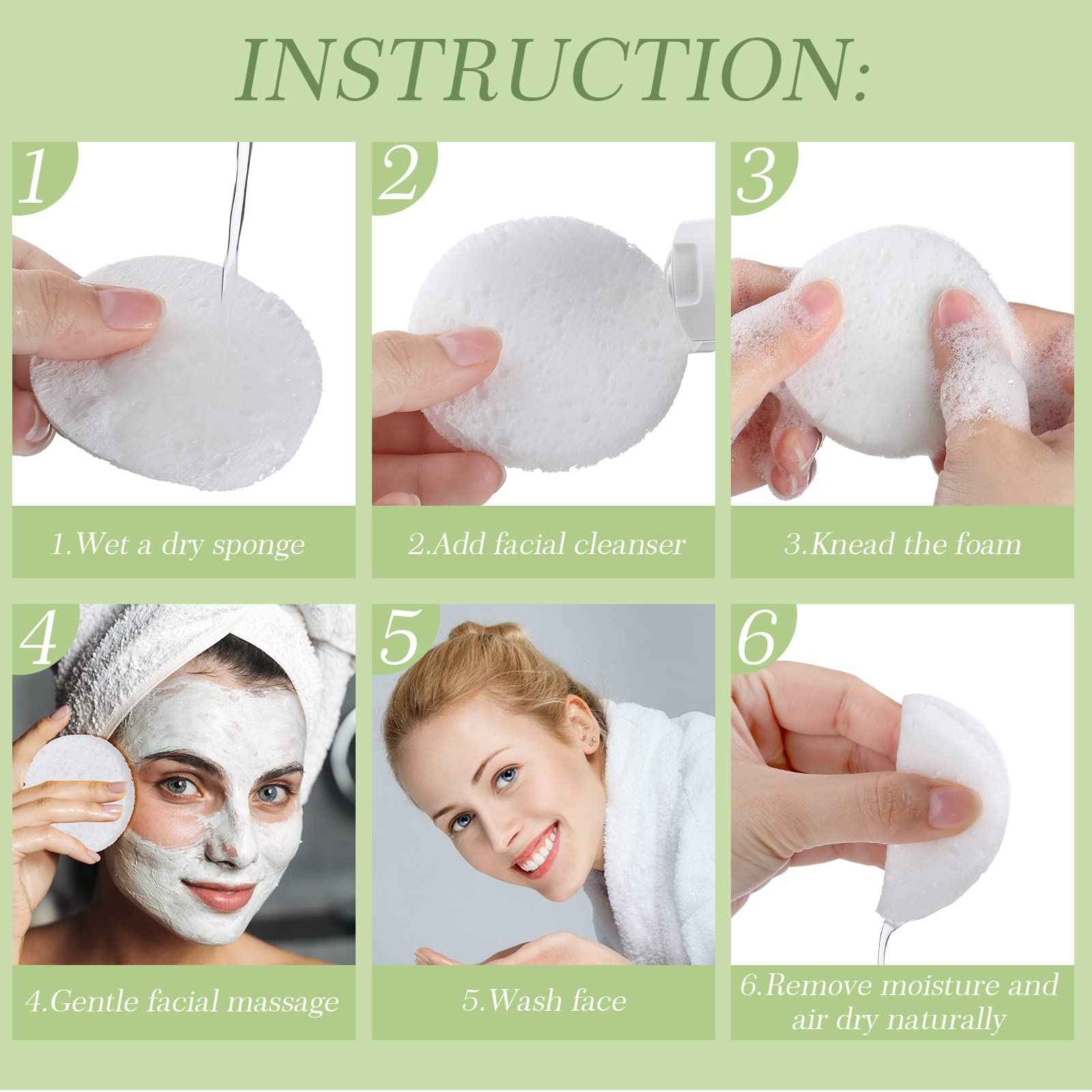 Sieral 120pcs Compressed Facial Sponges Disposable Natural Face Sponges Round Soft Pads with Container for Washing Face Cleansing Exfoliating Esthetician Makeup Removal Travel(White)