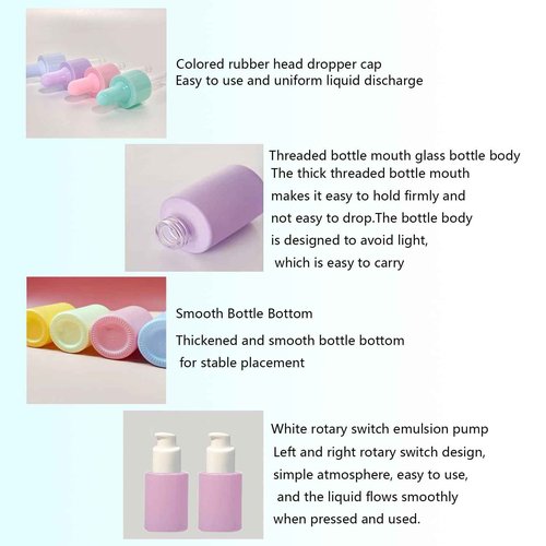 AGENIZ 4 Pack Glass Dropper Bottles, Clear Frosted with 2 Funnels & 2 Lotion Pumps, 30 ml Essential Oil Bottles