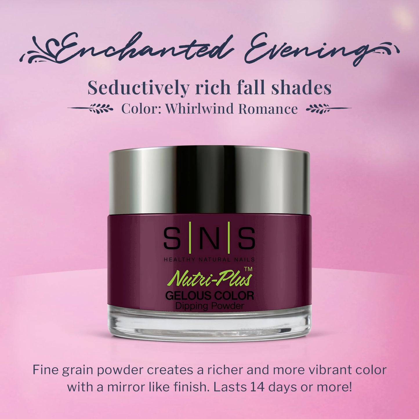 SNS Nail Dip Powder, Gelous Color Dipping Powder - Whirlwind Romance (Purple), EE02 - Long-Lasting Acrylic Nail Color & Polish Lasts 14 Days - Low-Odor & No UV Lamp - 1 Oz