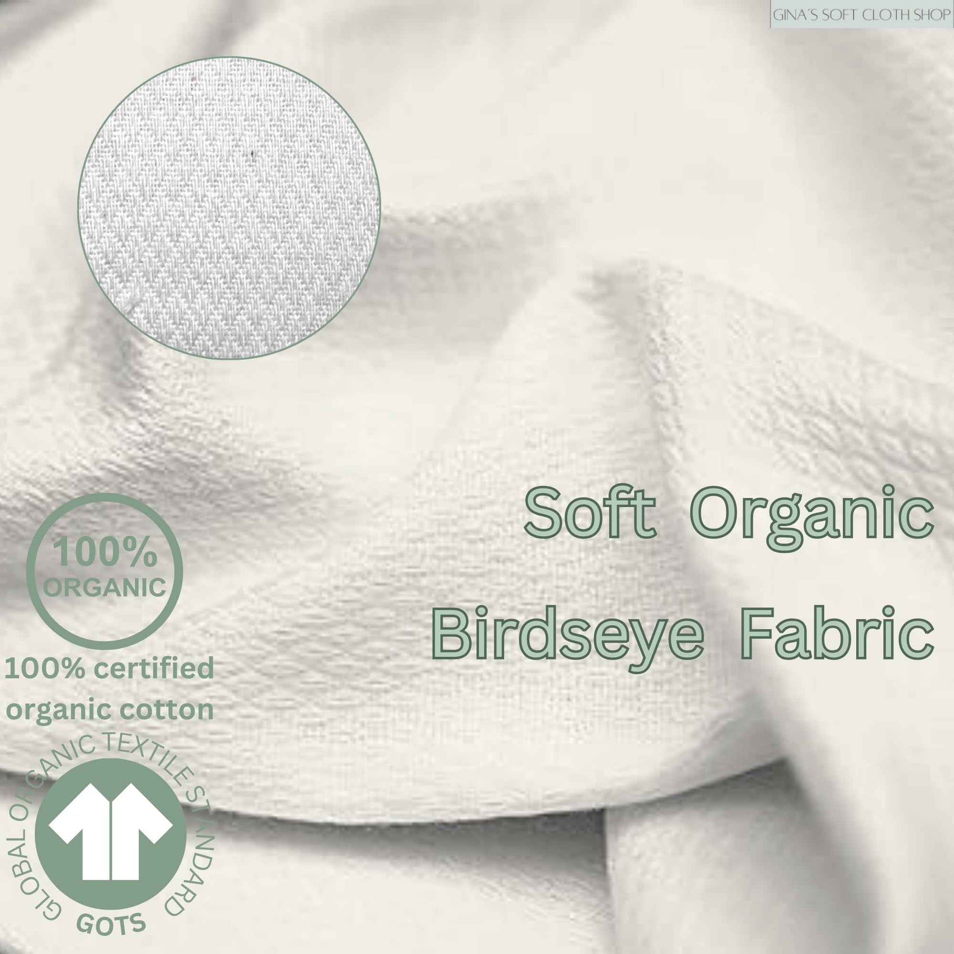 Gina's Soft Cloth Shop 1 Ply Organic Birdseye Washable Baby Wipes 8x8 Inches Set of 20 Rainbow Assortment- Proudly Made in the USA!