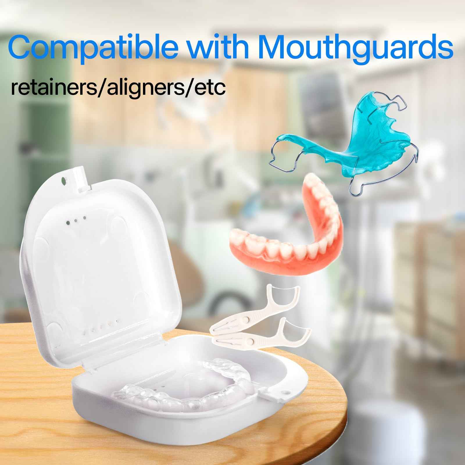 ZENFUN 40 Packs Retainer Case, Mouth Guard Cases Denture Case Bulk, Slim Aligner Box with Vent Holes, Assorted Denture Storage Container for Night Guards, Individually Sealed