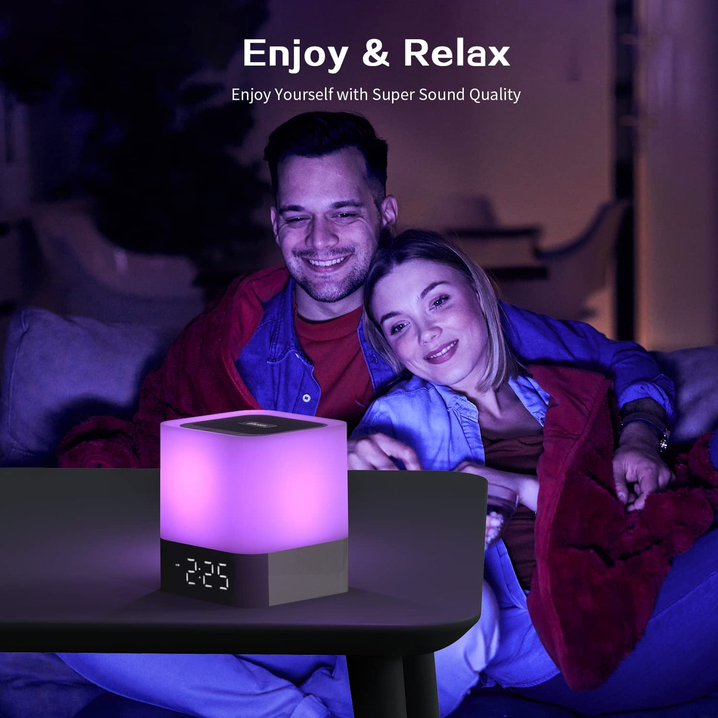 Elecstars LED Alarm Clock Bluetooth Speaker - Portable Night Light Touch Sensor Bedside Lamp with Dimmable Desk Lamp Support MP3, USB, AUX Best Gift for Kids, Party, Bedroom, Outdoor.