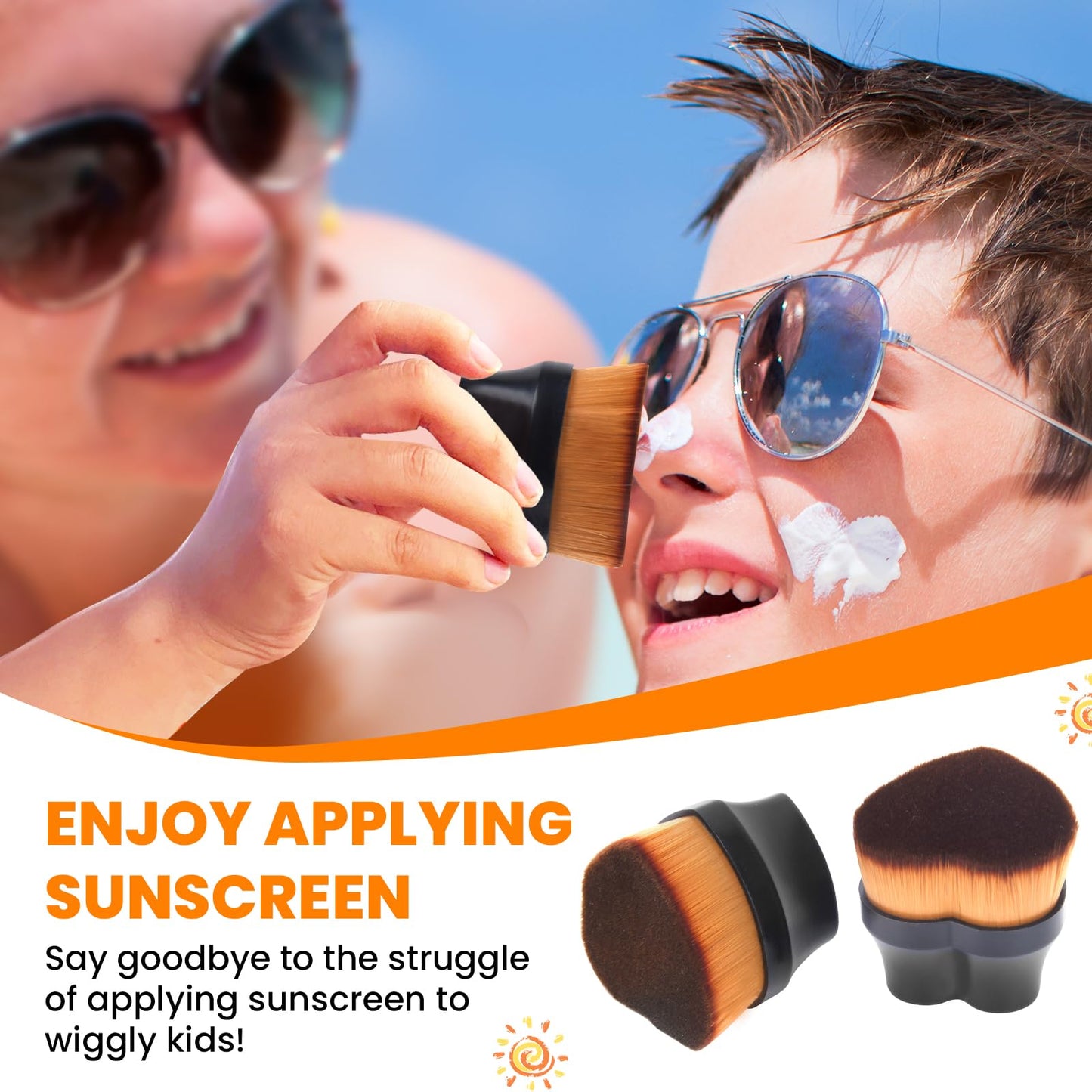 Generic Sunscreen Applicator for Kids, Travel Size and Portable Sunblock Buddy Brush Set, Buddies Sunscreen Applicator with Cleaning Mat, Sun Lotion Applicator Sun Cream Brush Black (2 Pack)