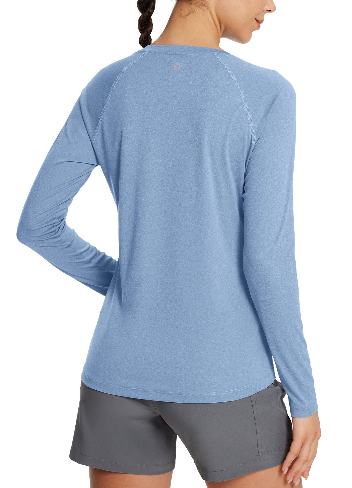 BALEAF Women's Workout Shirts Long Sleeve Running Tops Quick Dry Moisture Wicking Athletic T-Shirts for Exercise Gym Sports Yoga Heather Blue S