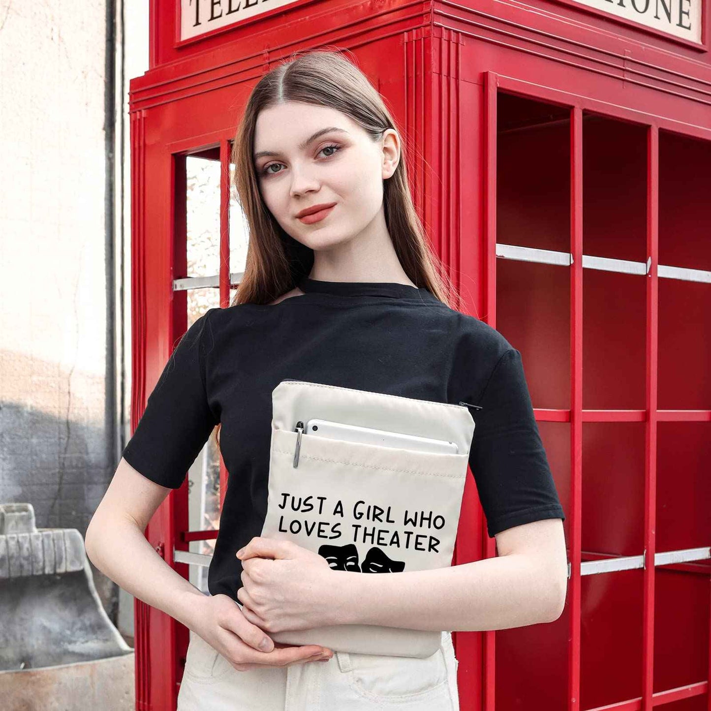 MEIKIUP Theater Actor Makeup Bag Drama Theater Lover Gift Drama Teacher Gift Who Loves Theater Travel Zipper Bag (Loves Theater BS)