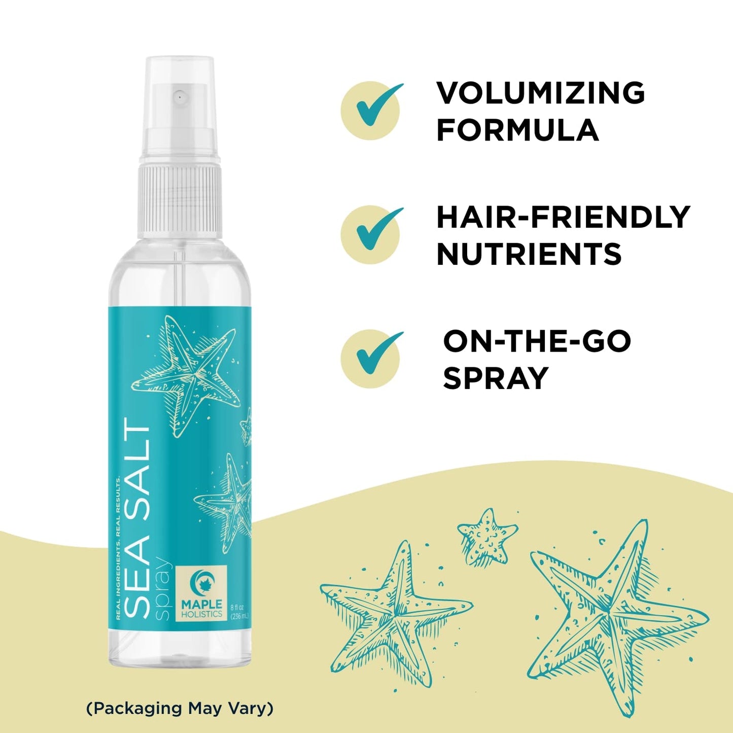 Volumizing Sea Salt Spray for Hair - Texturizing Beach Waves Spray & Hair Mist Curl Activator - Non Sticky Styling Beach Hair Spray for Men and Women with Nourishing Sea Kelp Extract and Argan Oil 8oz