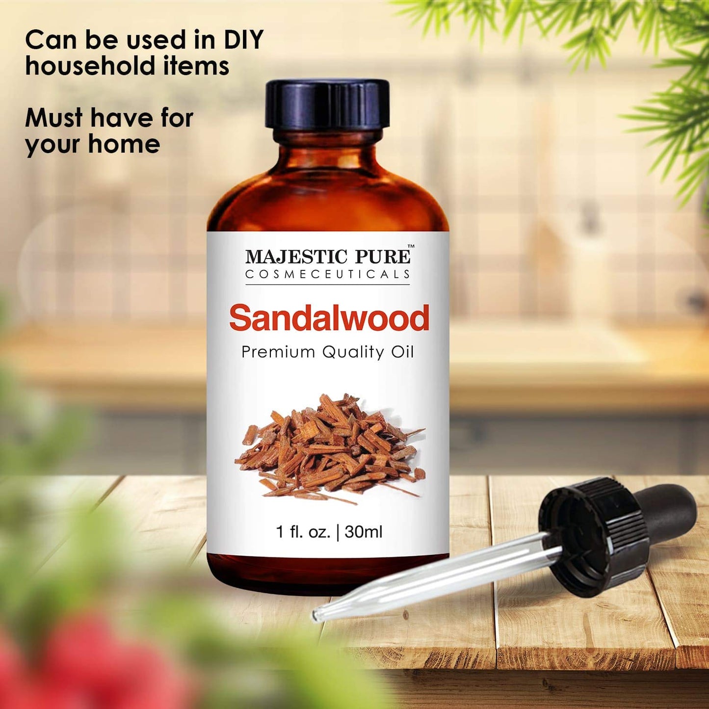 MAJESTIC PURE Sandalwood Essential Oil | 100% Pure and Natural Sandalwood Oil | Premium Grade Essential Oils for Hair Care, Home Diffusers, Skin, Aromatherapy, Massage and Humidifiers | 1 Fl Oz