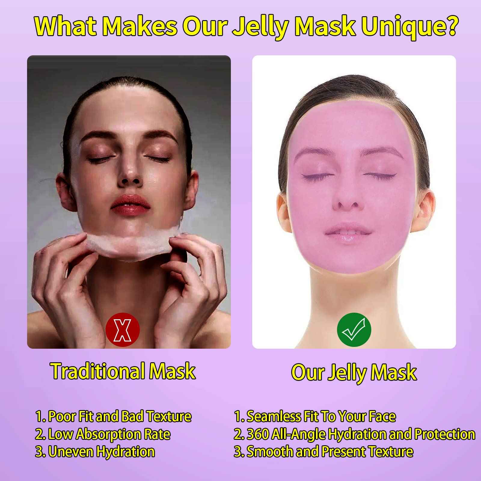 Nielies Lavender + Chamomile Patel Jelly Mask, Facial Skin Care- Collagen Peel-Off Jelly Mask Set For Facials, Face Mask For Instant Hydration, Vegan Peel Off Face Mask, For Anti-Aging