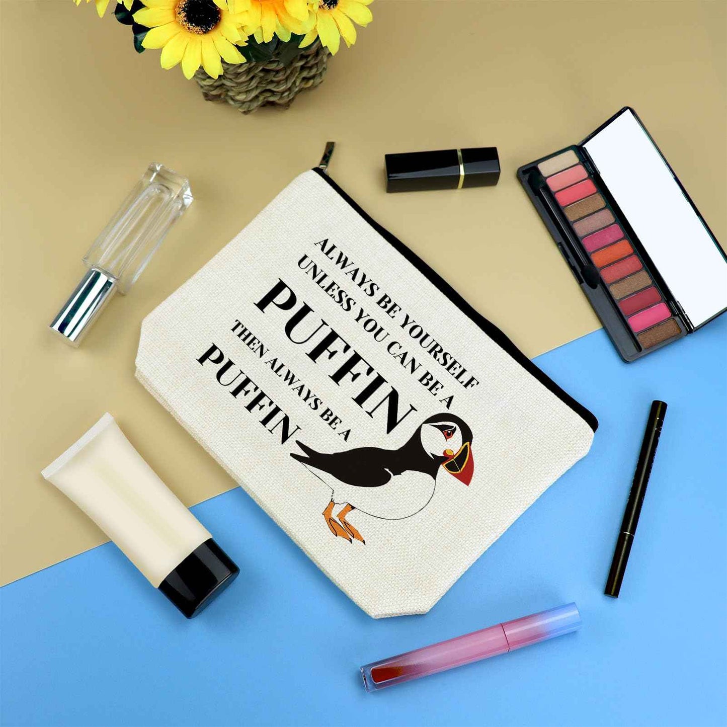 Puffin Gifts Puffin Bird Lover Gift Cosmetic Bag Animal Lover Gift for Women Makeup Bag Birdwatcher Gifts Seabird Gift Idea Christmas Birthday Graduation Gift for Daughter Friends Sister Travel Pouch