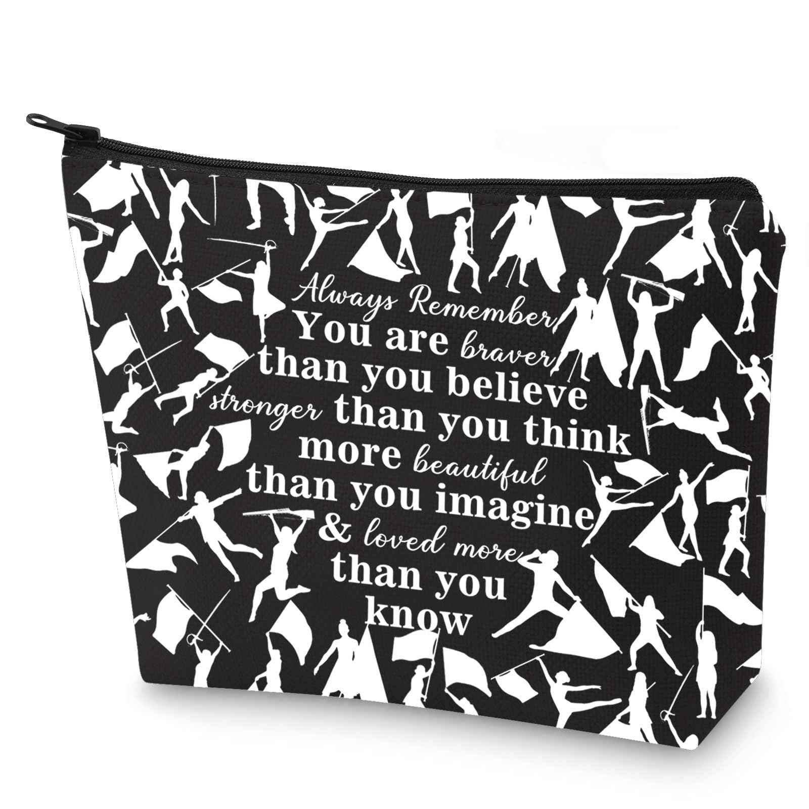 G2TUP Color Guard Gift Makeup Bag Flags Cosmetic Bag You're Braver Than You Believed Colorguard Gift