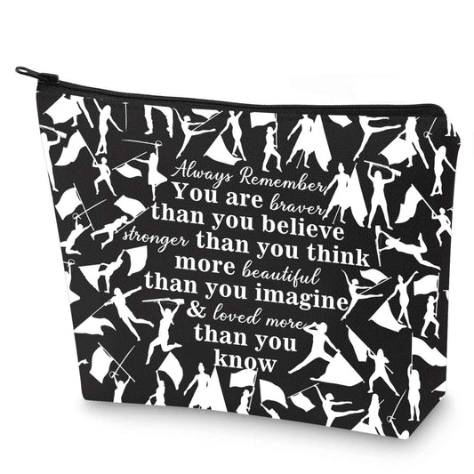 G2TUP Color Guard Gift Makeup Bag Flags Cosmetic Bag You're Braver Than You Believed Colorguard Gift