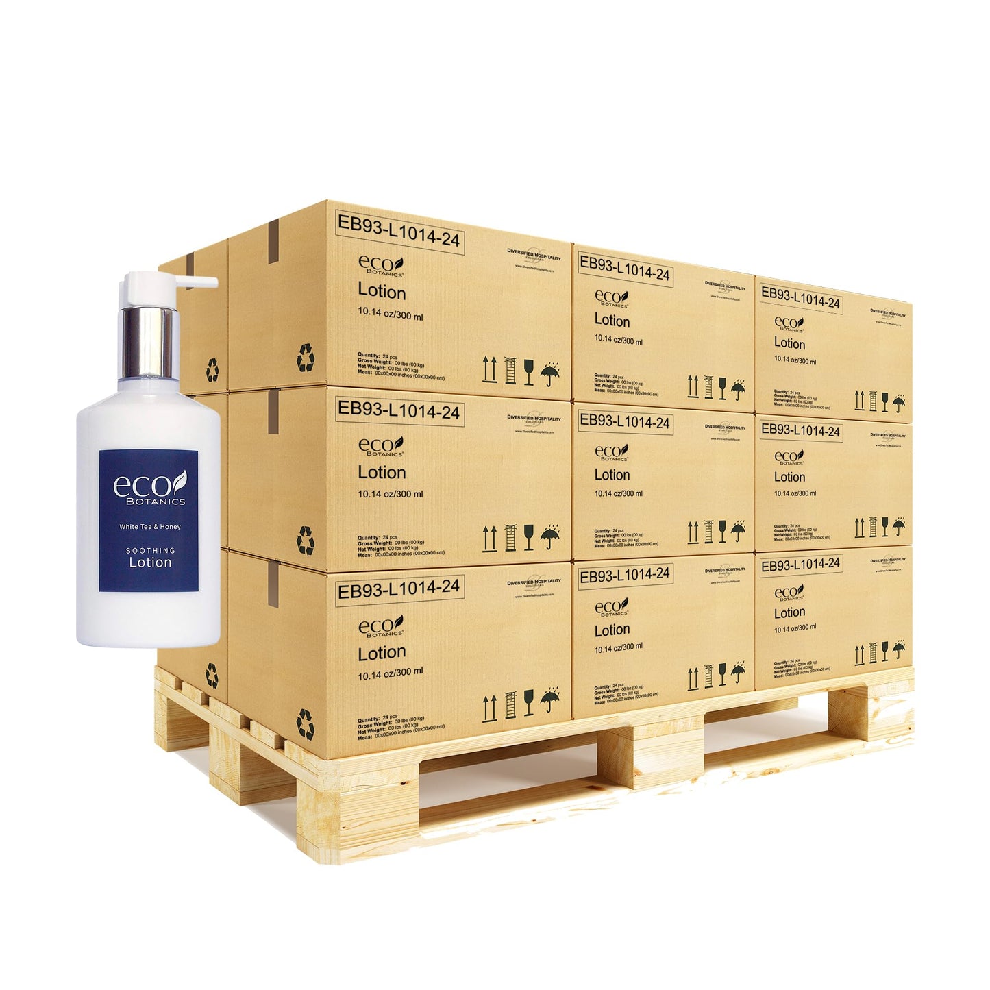 Terra Pure | Eco Botanics Lotion, White Tea & Honey Retail Size Hotel Amenities, 10.14 oz. Quarter Pallet 18 cases with 24 units each - 432 pieces