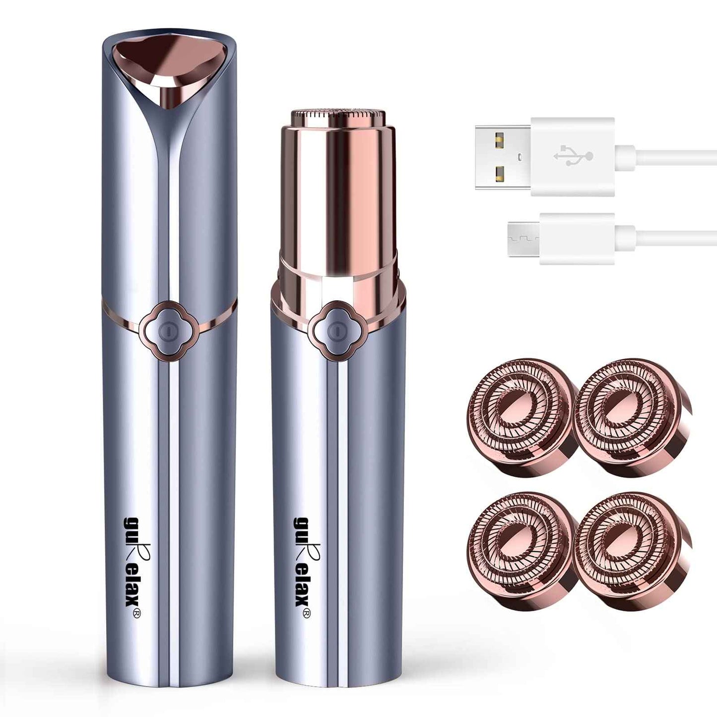 Facial Hair Removal for Women, GURELAX Hair Remover for Face, Painless Hair Removal Device, Face Shavers for Chin Upper Lip -Included 4 x Replacement Heads