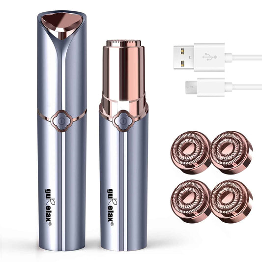 Facial Hair Removal for Women, GURELAX Hair Remover for Face, Painless Hair Removal Device, Face Shavers for Chin Upper Lip -Included 4 x Replacement Heads