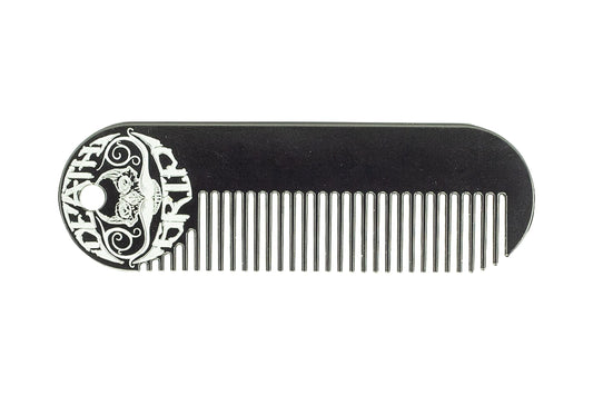 Moustache & Beard Comb Or Fine Tooth Mustache Pocket Stainless Steel Metal Powder Coated Black Keychain Comb For Men - 3.25 x 1 Inches by Death Grip