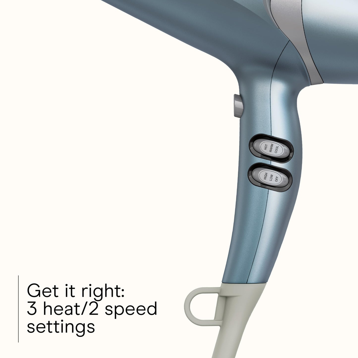 Infiniti PRO CONAIR Hair Dryer with Diffuser and Concentrator, 1875W Style & Shine Blow Dryer with Tourmaline and Ionic Conditioning to Fight Frizz, 3 Heat & 2 Speed Settings, Blue