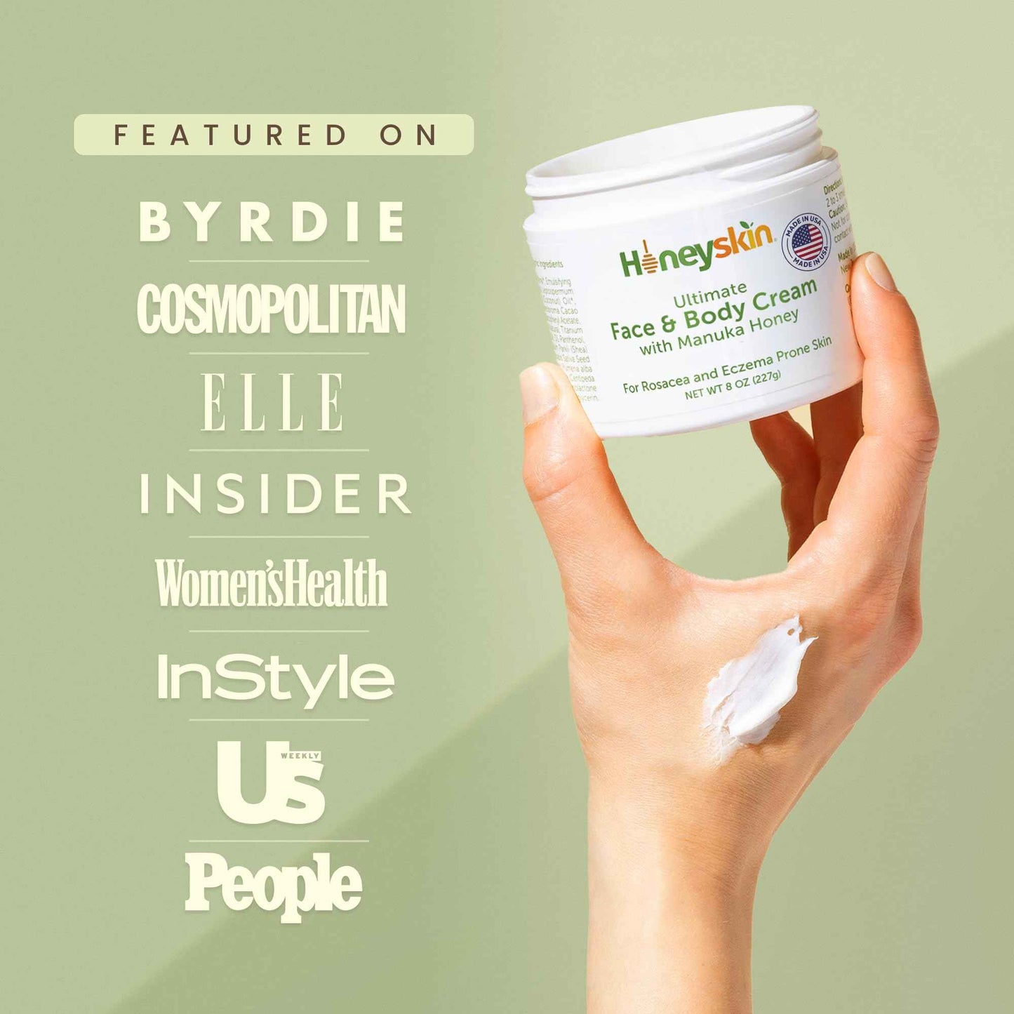 Hydrating Face Moisturizer & Body Cream with Manuka Honey Cream - Organic Face Moisturizer with Honey for Extremely Dry Skin - for Dry & Itchy Skin, Rosacea & Eczema Prone Skin 8oz