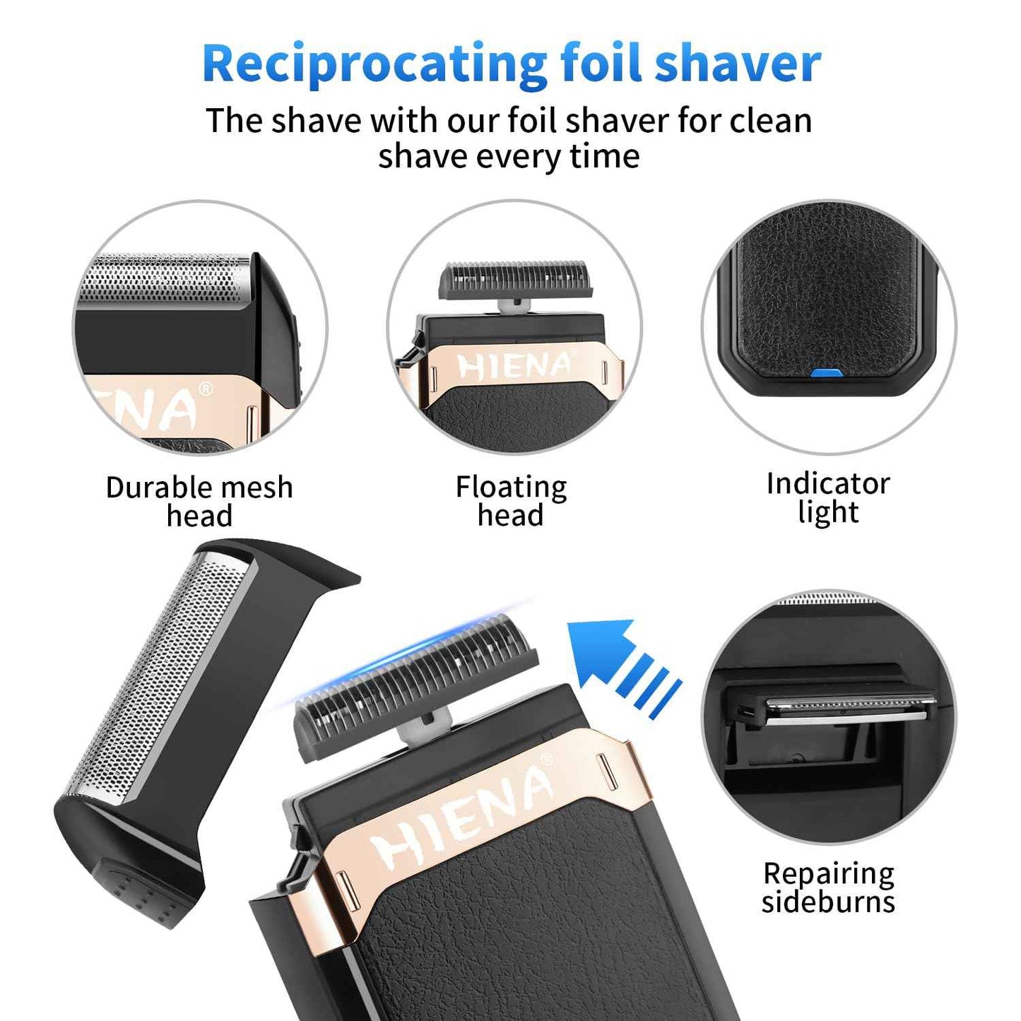 HIENA PRO Hair Clippers for Men Professional, Cordless Barber Clipper & T-Blade Beard/Hair Trimmer Set, Electric Razor Foil Shaver Nose Trimmer Barber Kit, Men's Hair Cutting Kit (212 Set)