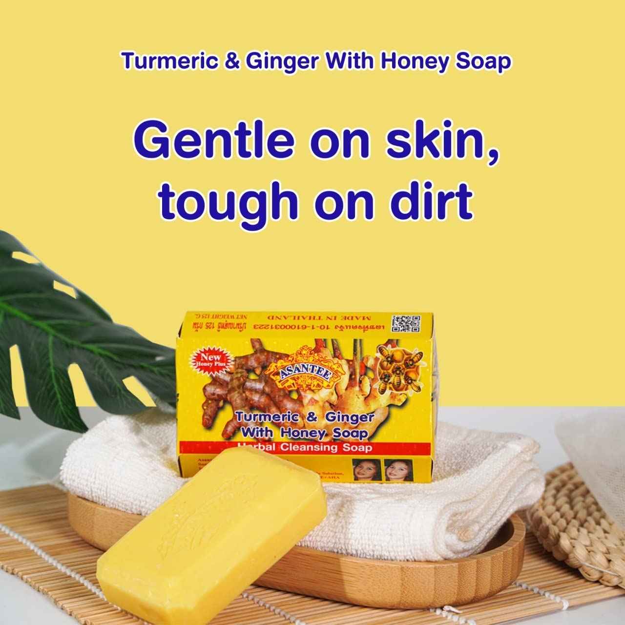 ASANTEE Turmeric & Ginger With Honey Cleansing Soap (Pack of 3)