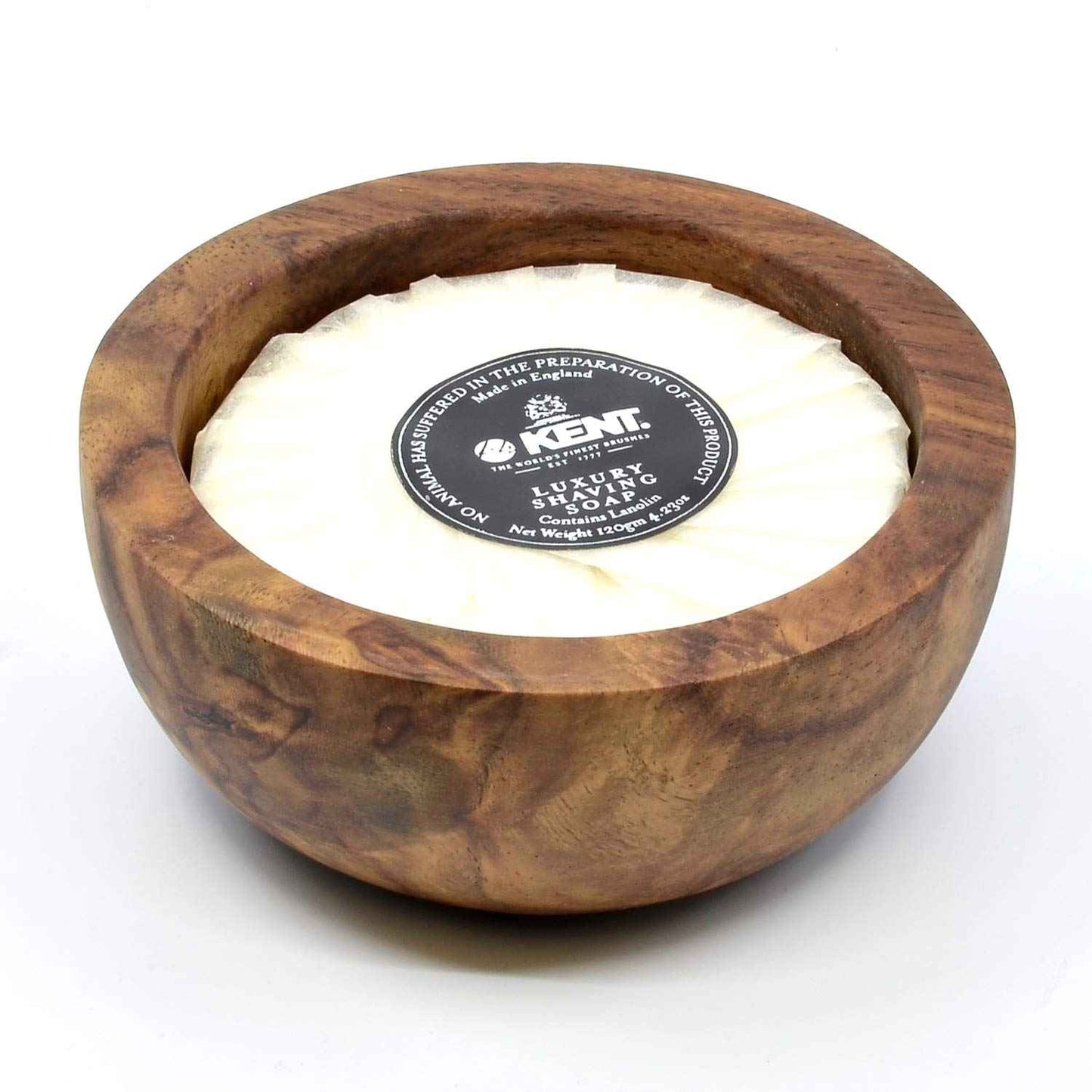 Kent SB6 Mens Shaving Soap Bowl in Dark Oak - Wooden Bowl Shaving Cream for Men 4.23 oz. Shave Soap Puck - Moisturizes and Hydrates, Prevents Skin Irritation and Razor Burn. Barber Quality Shave Cream