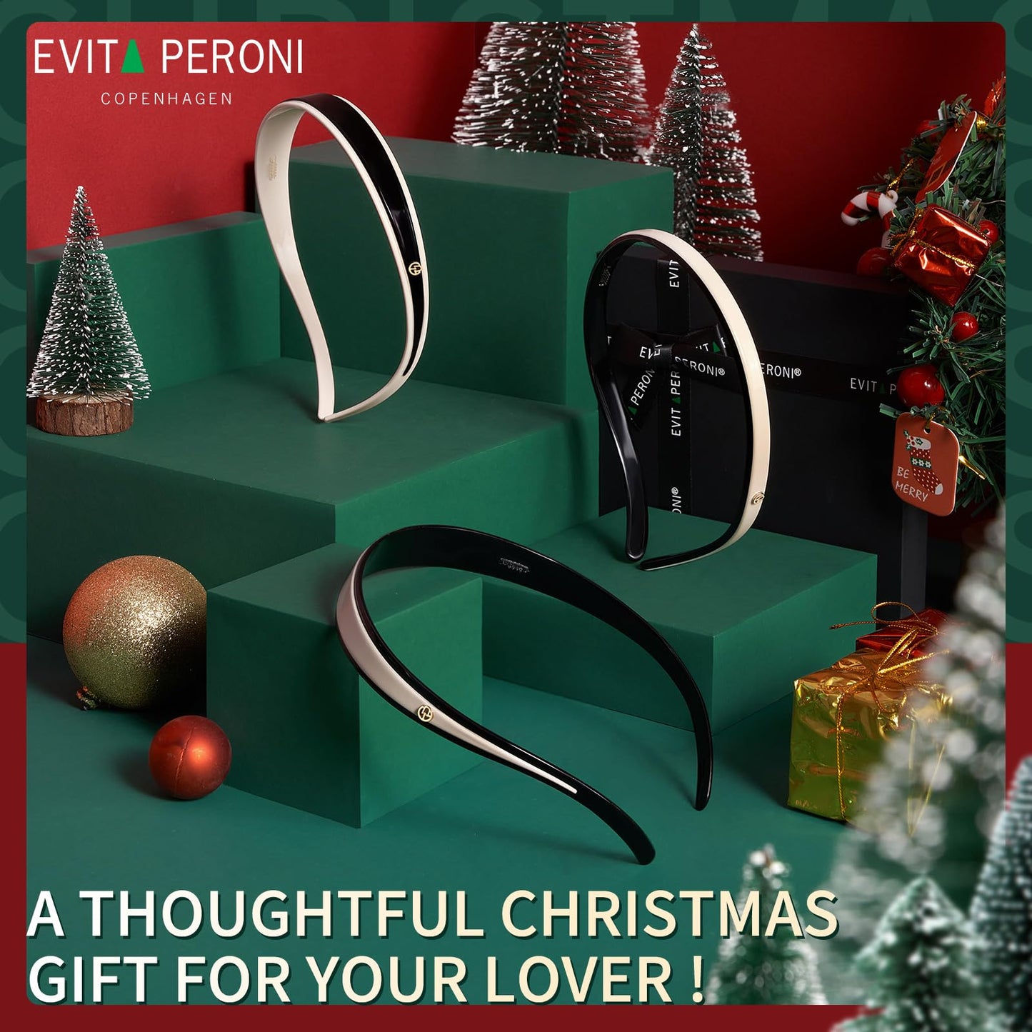 EVITA PERONI Hair Band Designed for Eyewear Black and White Glasses headband No Pressure, No Headache, Comfortable Headbands for Women Non Slip, Head Bands for Women's Hair