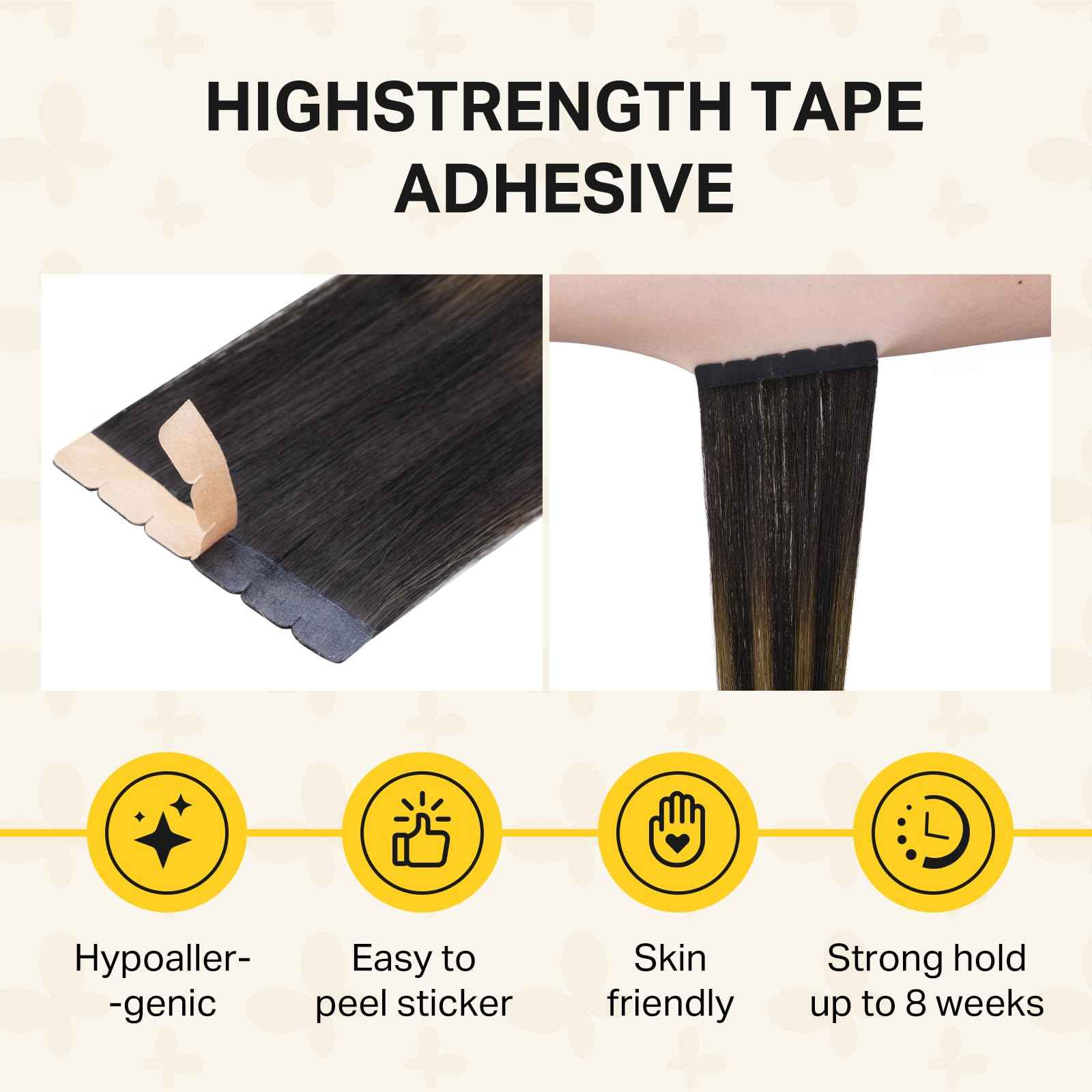 DOORES Tape in Hair Extensions, 10pcs 35g 16 Inch Balayage Dark Brown to Chestnut Brown Mini Tape Weft Extensions Invisible Remy Real Human Hair DIY Seamless Flexible Wear Silky Straight