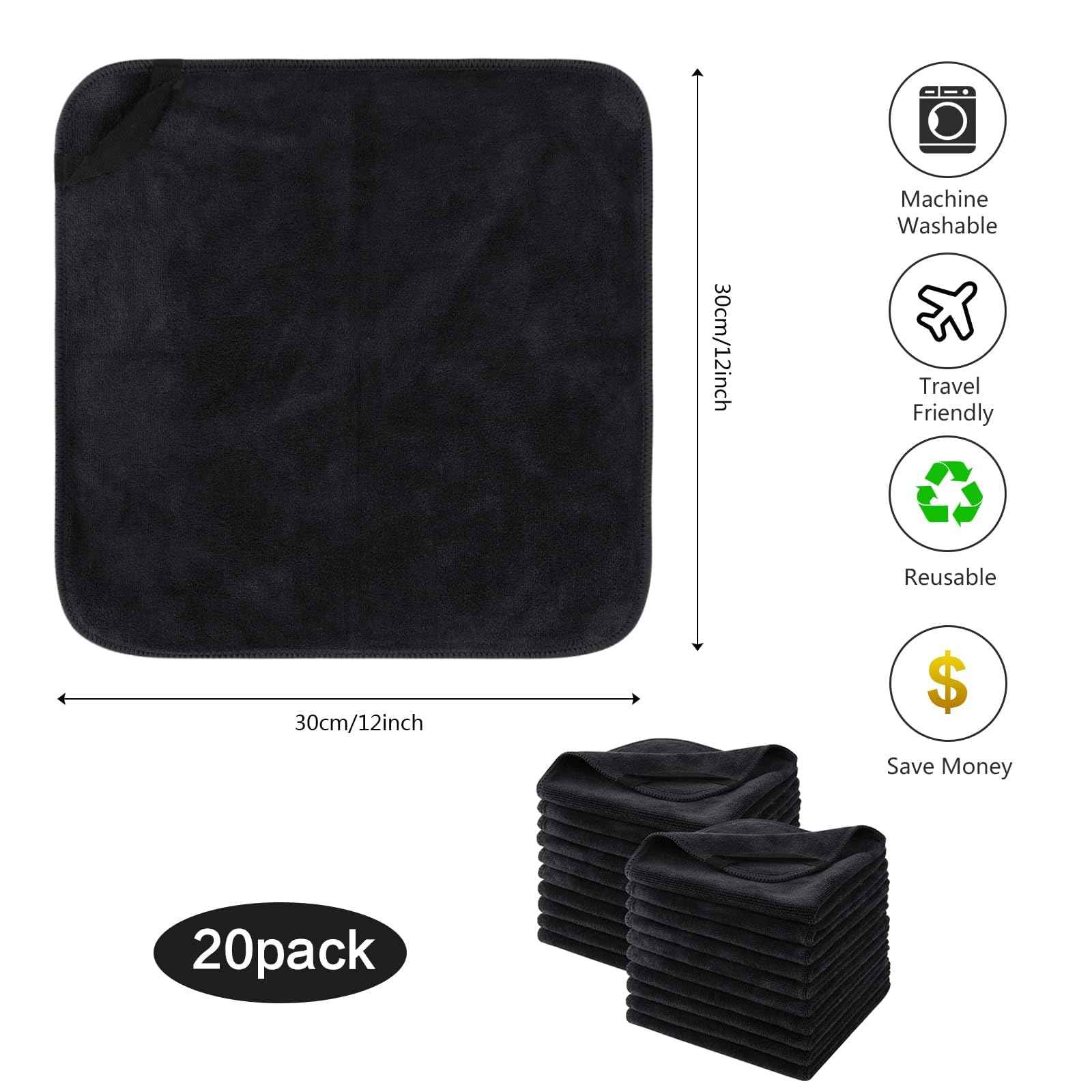 SINLAND Microfiber Facial Cloths Fast Drying Washcloth 12inch x 12inch Absorbent Face Wash Cloth Soft Makeup Remover Cloths