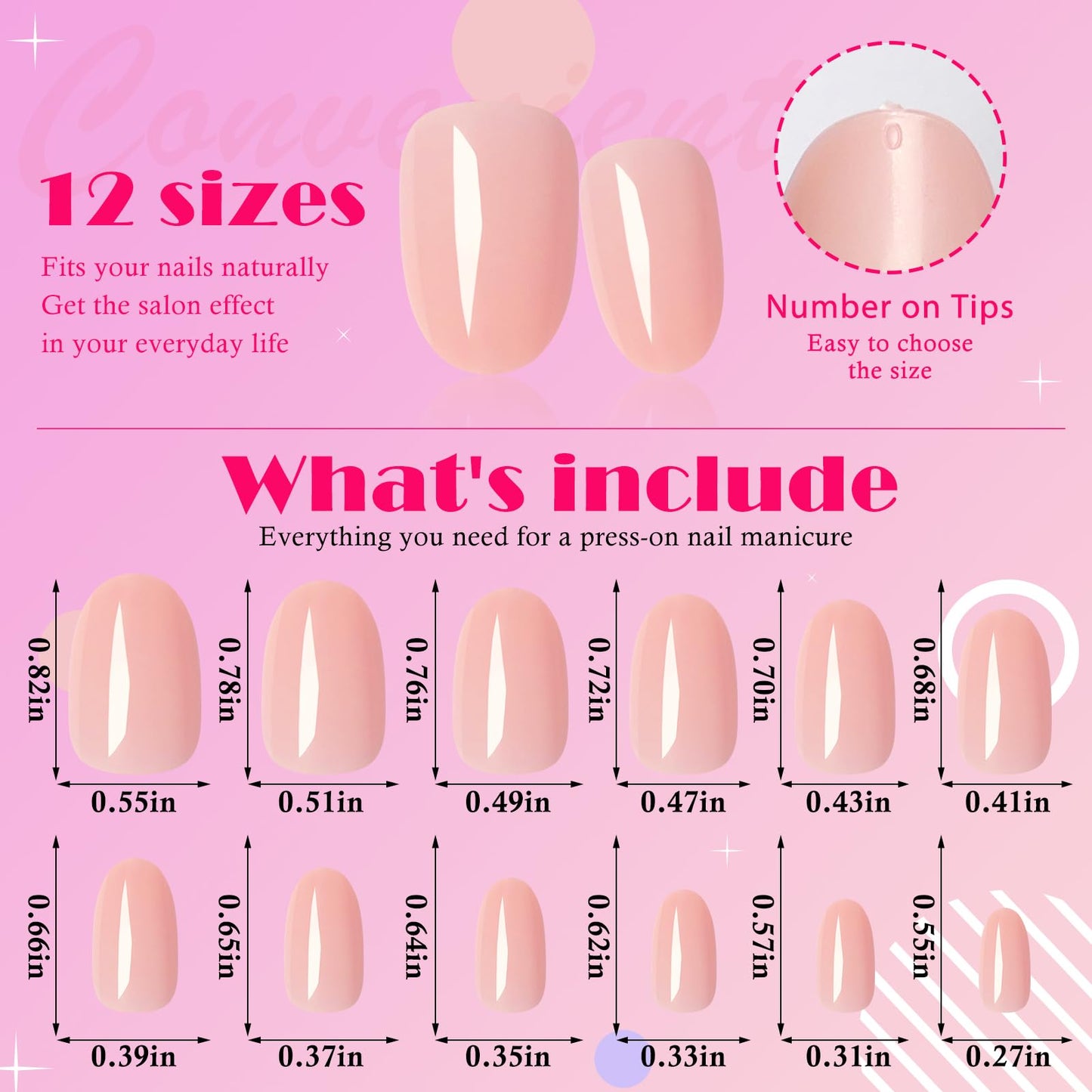 AddFavor Oval Press on Nails Short Fake Nails, 240pcs Nude Pink Nails Press on Almond False Nail Full Cover Acrylic Nail for Women and Girls