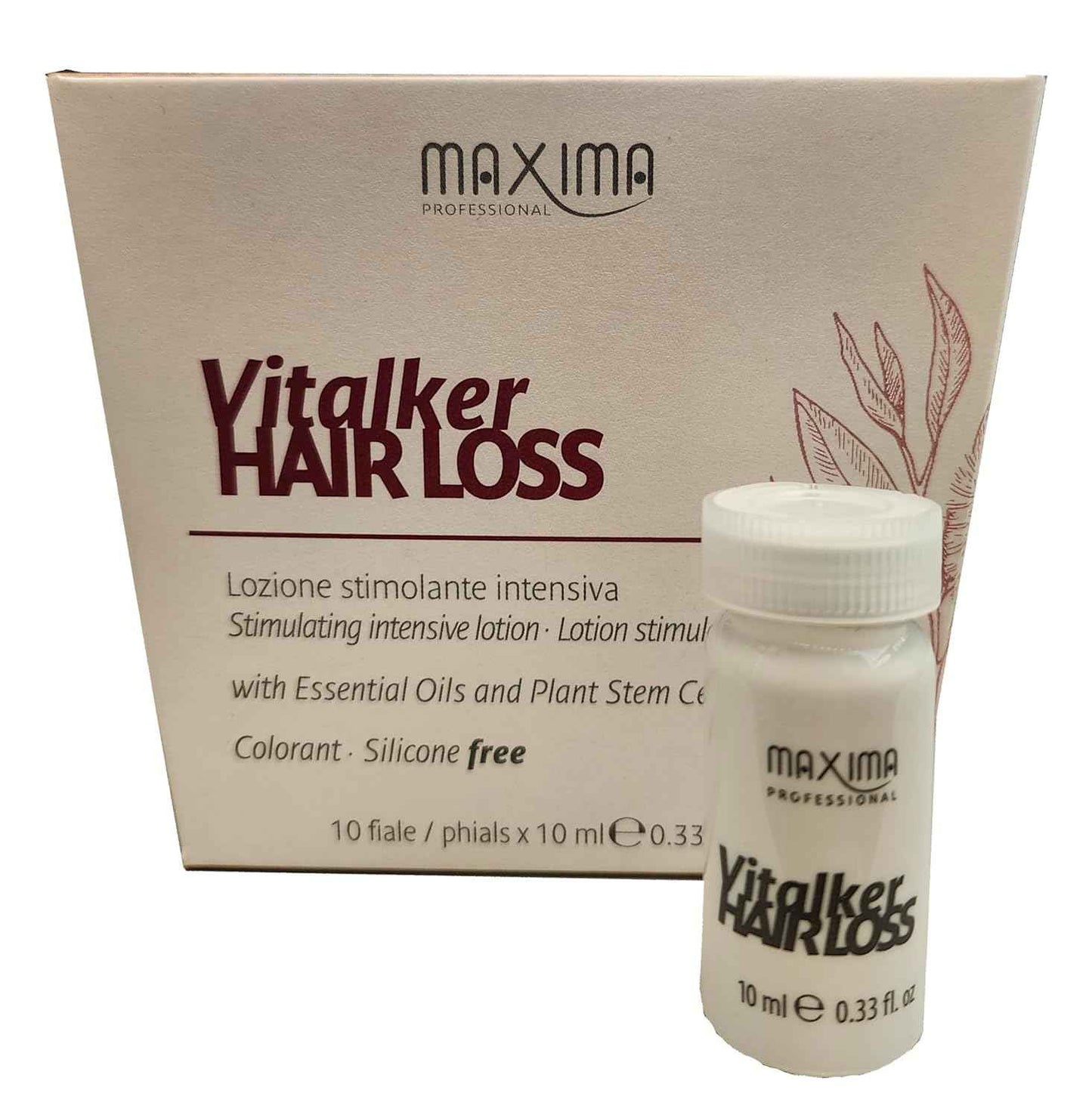 VITALKER Hair Loss Stimulant Intensive Lotion With Essential Oils and Plant Stem Cells Pack 10 ampoules x 7ml.