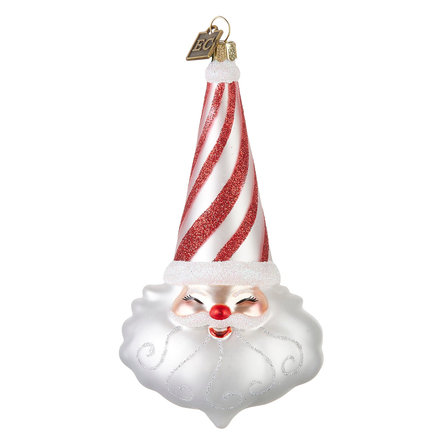 Peppermint Santa Christmas Figurine Ornament 5.75" Glass Hanging Ornament Christmas Tree Decoration