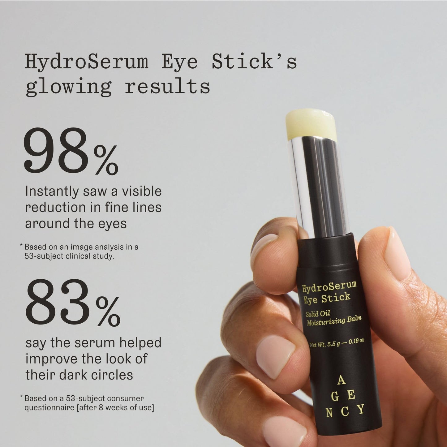 Agency HydroSerum Eye Stick, Stocking Stuffer, Under-Eye Moisturizing Balm, Visibly Brightens Dark Circles, Smooths Fine Lines and Wrinkles, and Instantly Hydrates