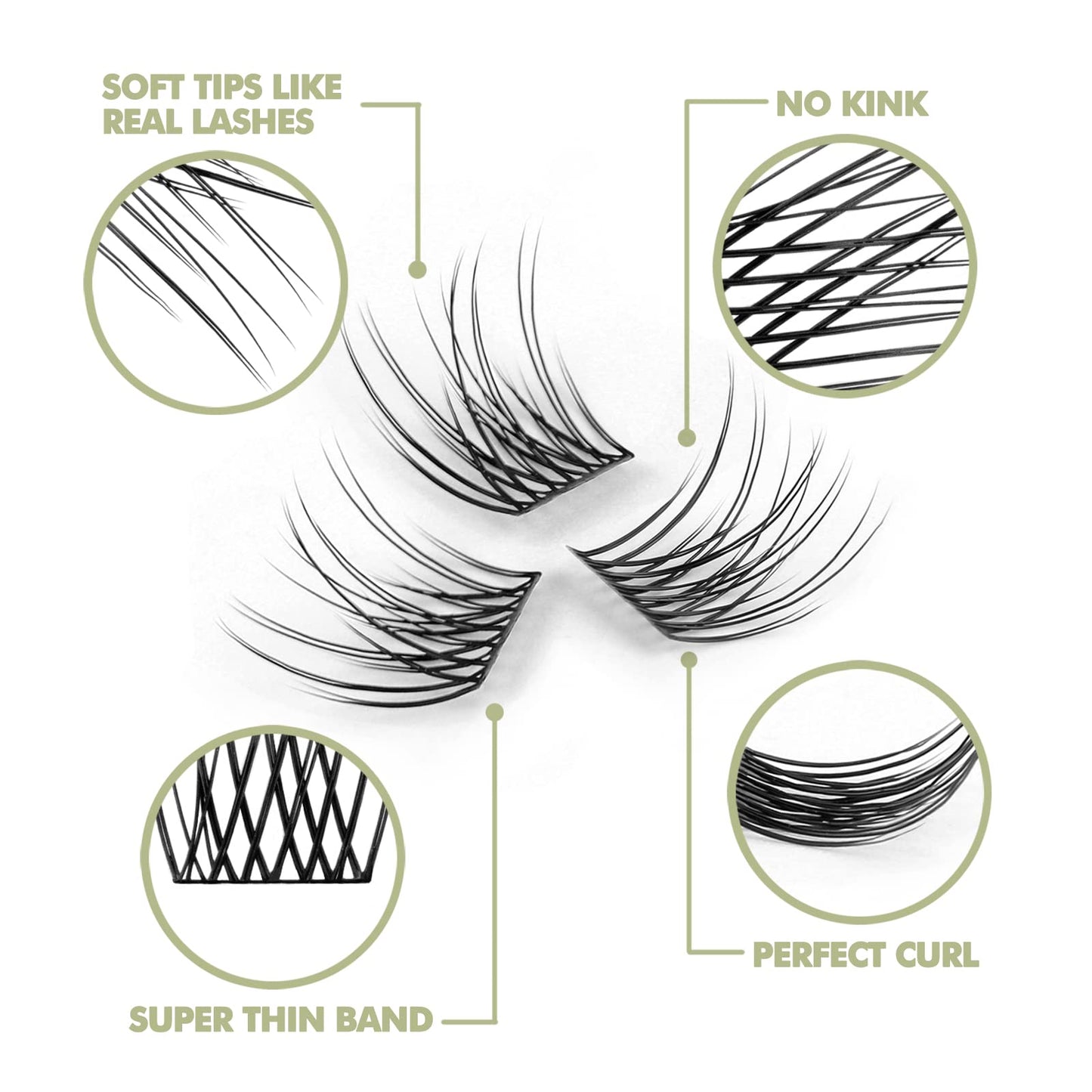 DIY Eyelash Extension, Glue Bonded Band Individual Lash 12 Clusters Natural Lashes Set, Home Eyelash Extension, C curl Lashes Pack (14MM-Natural)