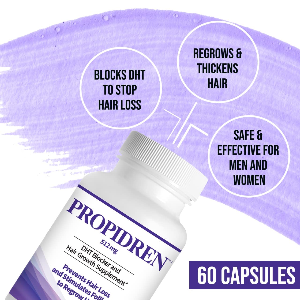 Propidren by HairGenics - DHT Blocker & Hair Growth Capsules to Prevent Hair Loss & Stimulate Hair Follicles, to Stop Hair Loss & Regrow Hair. Proprietary Anti-Hair Loss & Hair Regrowth Treatment.