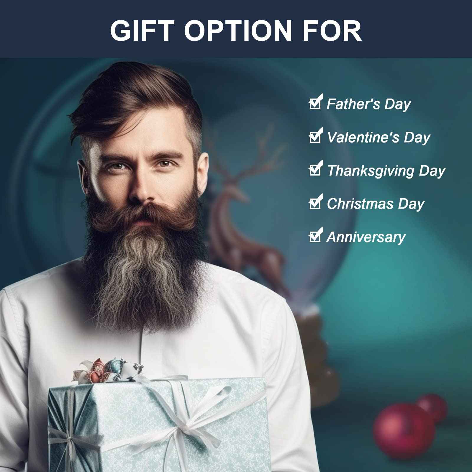 DAN Technology Beard Straightener Kit for Men – Ionic Heated Beard Comb & Wooden Brush, 30s Fast Heating, Tourmaline Ceramic, 3 Heat Settings (310°F–400°F) Dual Voltage, 30 Min Auto Off