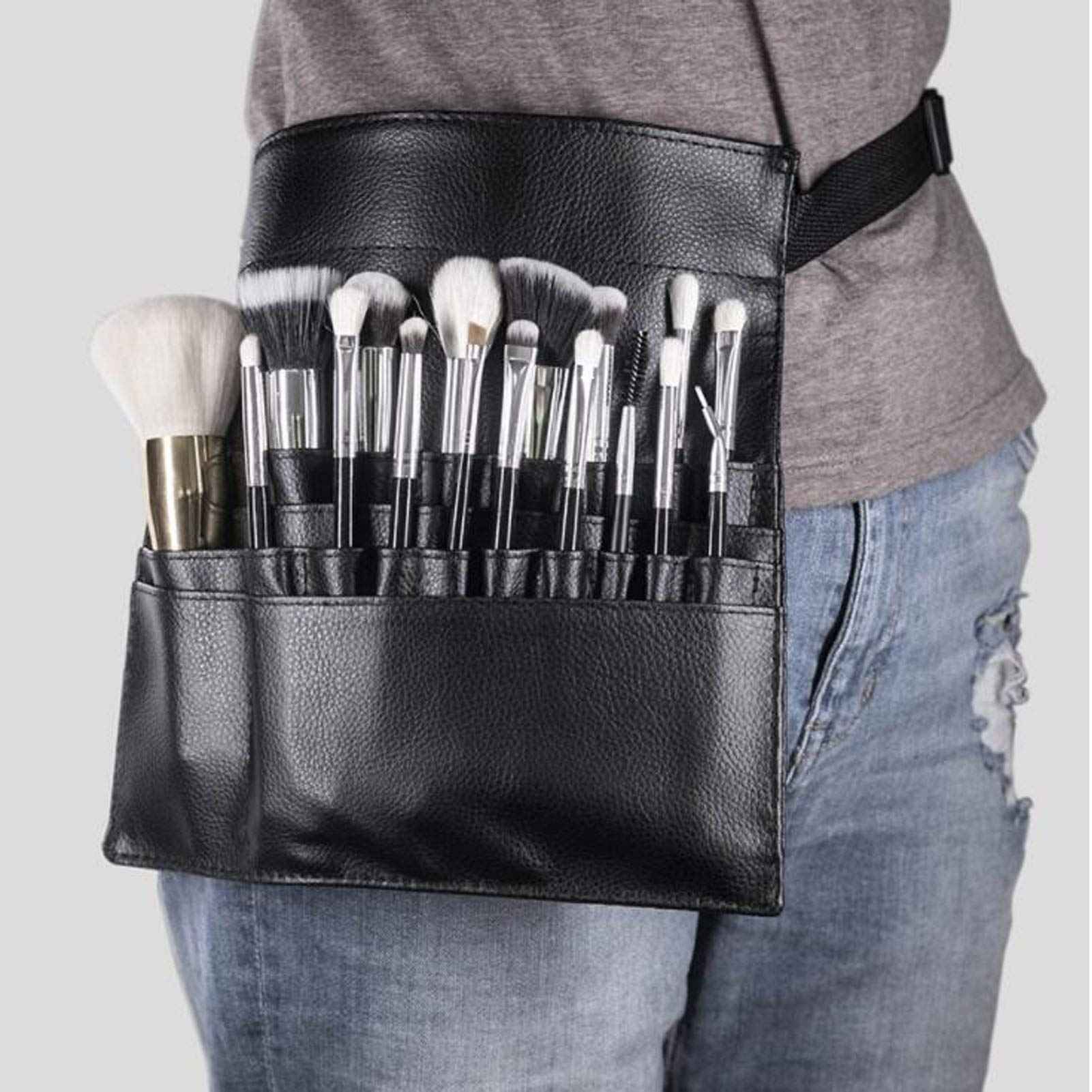 goldwheat Makeup Brush Belt Professional 26 Pockets With Artist Strap, Portable Foldable Cosmetic Pouch For Women