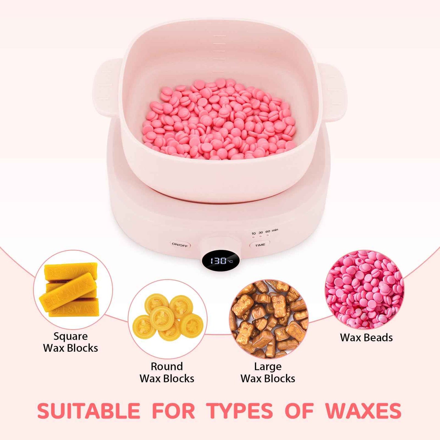Wax Warmer Hair Removal, Adjustable Temperature, Digital Display Professional Hot Wax Warmer Pot with Silicone Bowl, Timer setting