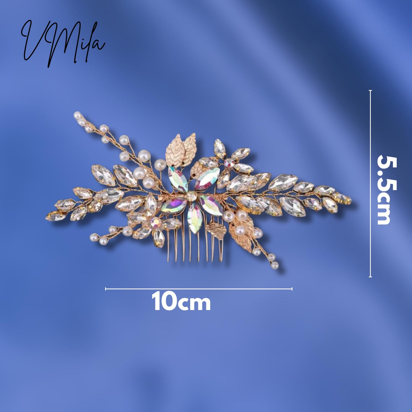 VMila Wedding Pearl Hair Comb Wedding Hair Comb Bridal Hair Accessories Pearl Flower Hair Accessories For Women Girls Wedding Hair Accessories (Gold Large Comb)