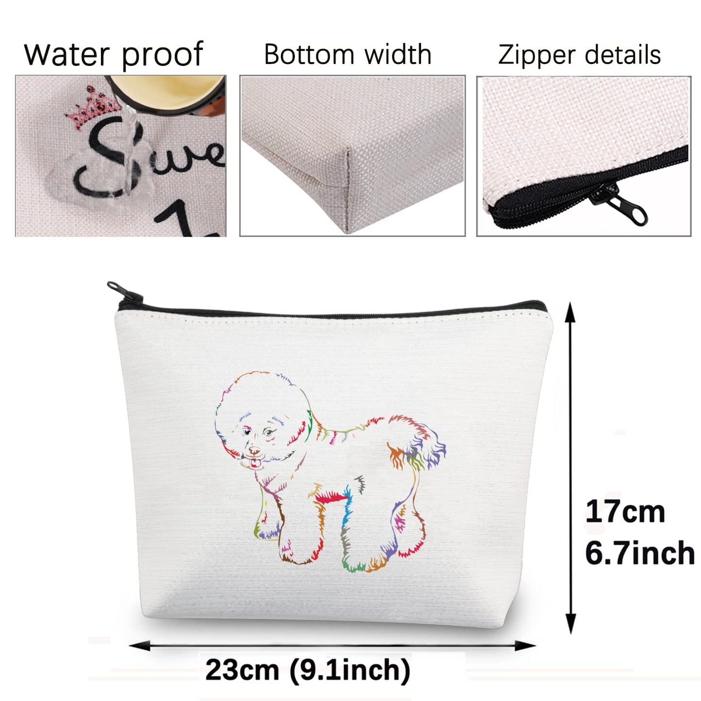 CMNIM Bichon Frise Gifts for Bichon Frise Lovers Makeup Bag Bichon Frise Cosmetic Bag Bichon Frise Owner Gifts Zipper Pouch (Bichon Frise Gifts Makeup Bag)