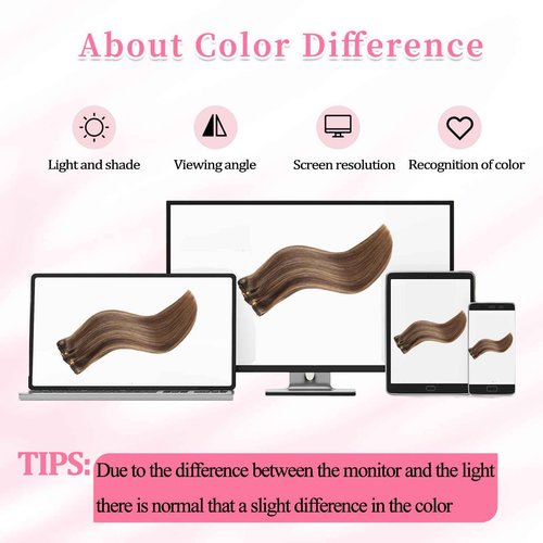 Clip in Hair Extensions Real Human Hair, Seamless Clip ins Real Human Hair for Women, Balayage Remy Human Hair Clip in Extensions, Double Weft 8pcs 16 inch Chocolate Brown to Caramel Blonde