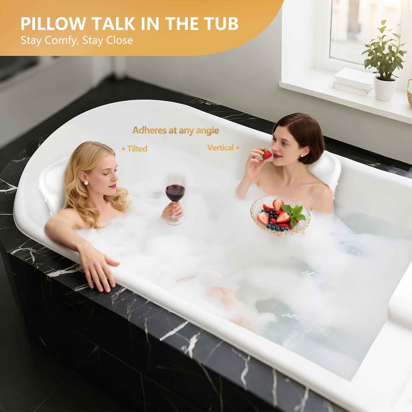 Inflatable Bath Pillows for Tub - Adjustable Firmness Silicone Bathtub Pillow for Neck-Relaxing & Epsom Salt Soaking, Bath Pillow for Head & Back Support Cushion, Spa Gifts for Women, Parent (White)